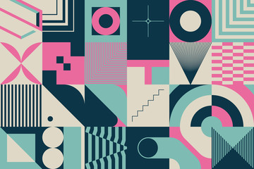 Retro Future Pattern Design With Abstract Vector Shapes