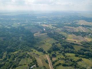 Fototapeta premium Ukrainian agricultural fields, aerial drone view.