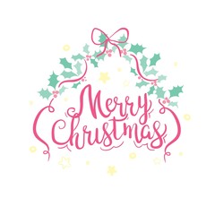 Merry Christmas. Typography. Vector logo, text design. Greeting card.