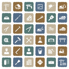 Builder Icons. Grunge Color Flat Design. Vector Illustration.