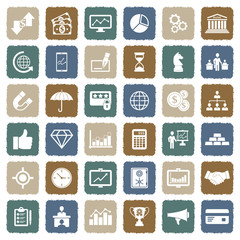 Business And Finance Icons. Grunge Color Flat Design. Vector Illustration.