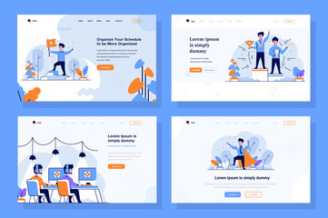 Obraz na płótnie Canvas Landing Page vector Illustration flat and outline design style, achievement, victory, winners, championship, competition, gamer, PUBG player, super employee, hero
