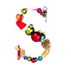 The letter S, christmas or xmas decoration alphabet