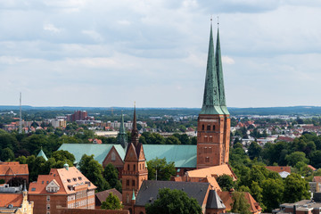 The Towers of the Luebeck Cathedral in the Lübeck