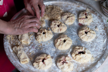 Making Sweet Buns with Jam from the Dough