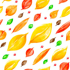 Watercolor autumn leaves for pattern, background