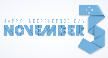 November 3, Independence Day of Federated States of Micronesia congratulatory design with micronesian flag elements. Vector illustration.