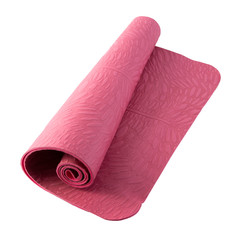 Roll of yoga mat isolated on white