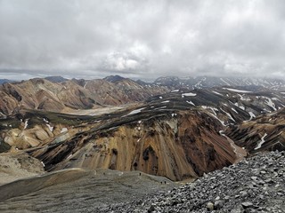 farbige landschaft geprägt durch vulkanische aktivität bei landmannalaugar island © heibergerwork