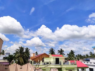 houses in the city with blue sky nature concept