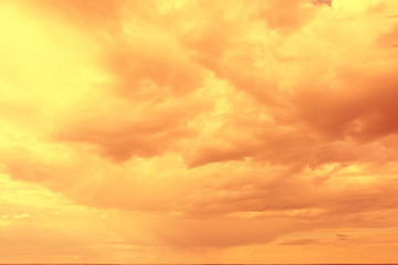 orange sky sunset clouds background, abstract warm background summer sky air