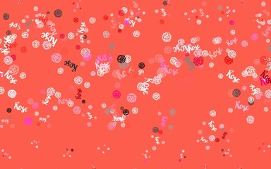Light Pink vector doodle template with flowers, roses.
