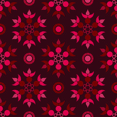 Christmas Snowflakes. Paisley ornament. Seamless background. Design with manual hatching. Drawing. Ikat. Vector illustration for web design or print.