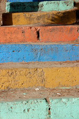 colorful painted stair treads background
