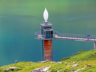 Panorama lift of the lake Melchsee or Panoramalift auf Melchsee-Frutt, Melchtal - Canton of Obwald,...