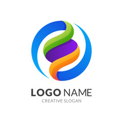 letter s and dna logo concept, modern 3d logo style in gradient vibrant colors