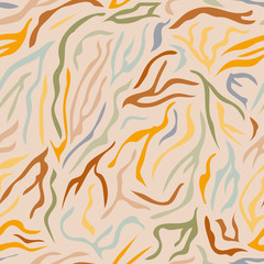 Vector colorful trendy seamless pattern with abstract animal motif. Use it for wallpaper, textile print, pattern fills, web page, surface textures, wrapping paper, design of presentation