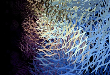 Light Blue, Yellow vector texture with curved lines.