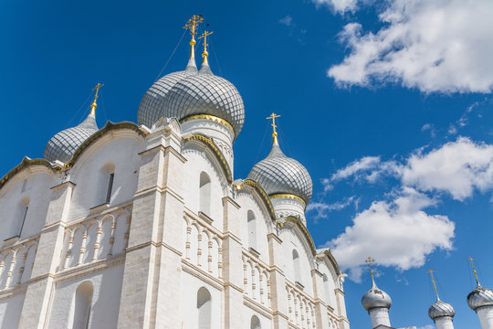 large Orthodox church with large domes pointing up