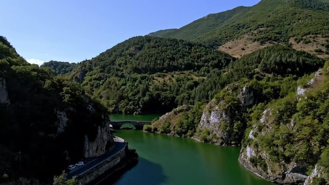 Lake San Domenico. Lake wiev. Eremo San Domenico, Abruzzo, Italy