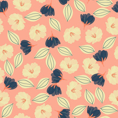 seamless floral pattern with hand drawn doodle sakura flowers. Perfect for apparel,fabric, textile, nursery decoration,wrapping paper.