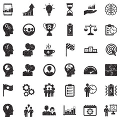 Business Productivity Icons. Black Scribble Design. Vector Illustration.