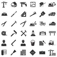 Builder Icons. Black Scribble Design. Vector Illustration.