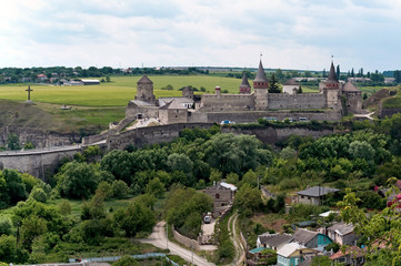 Fototapeta na wymiar Panorama to Kamianets-Podilskyi castle in Ukraine