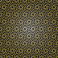 Seamless ornament. Modern black and golden background. Geometric modern pattern