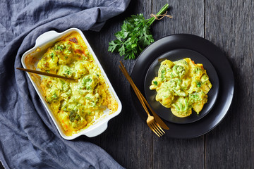 Cheesy broccoli bake served on a plate