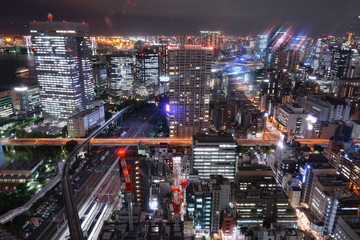 Cityscape of Tokyo city skyline at night in Japan