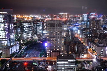 Plakat Cityscape of Tokyo city skyline at night in Japan