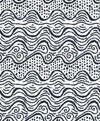 Seamless pattern with waves and dots. Design for backdrops with sea, rivers or water texture. Repeating texture. Figure for textiles.  Surface design.