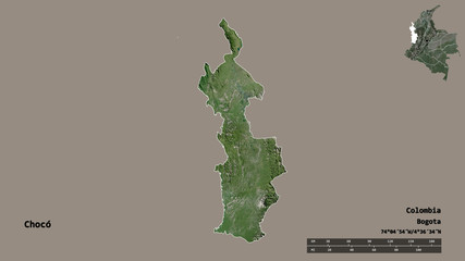 Chocó, department of Colombia, zoomed. Satellite