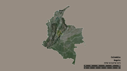 Location of Cundinamarca, department of Colombia,. Satellite