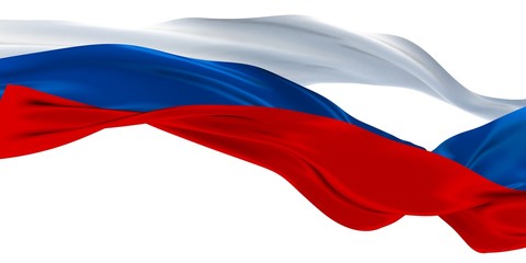 3d illustration of Russian tricolor Flag Ribbons Waving - Isolated
