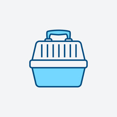 .pet carrier icon, simple infographic element, in blue line style from Pet-vet set, for web and UI design