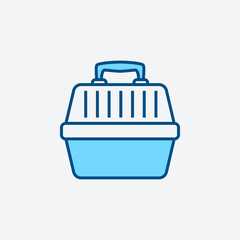 .pet carrier icon, simple infographic element, in blue line style from Pet-vet set, for web and UI design