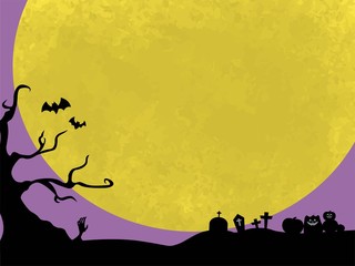 Naklejka premium 満月と不気味な墓場の背景素材