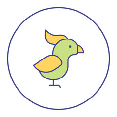 .bicolor filled line parrot icon, graphic illustration from Pet-vet collection, for web and app design