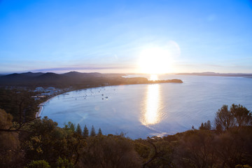 Beautiful sunset over the Shoal Bay, Australia