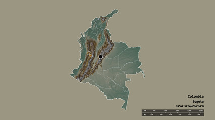 Location of Risaralda, department of Colombia,. Relief