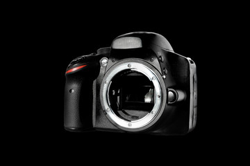 A professional digital camera without a lens attached.
