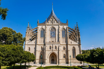 Fototapeta na wymiar St. Barbara's Church, Unique gothic Cathedrale in Kutna Hora, Central Bohemian Region, Czech Republic