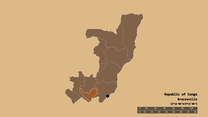 Location of Bouenza, region of Republic of Congo,. Pattern