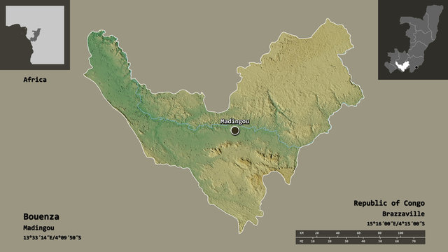 Bouenza, region of Republic of Congo,. Previews. Relief