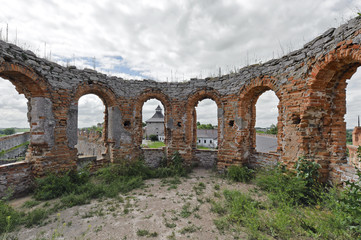 Fototapeta na wymiar Rotunda of ruined part of Medzhybizh Castle in Ukraine