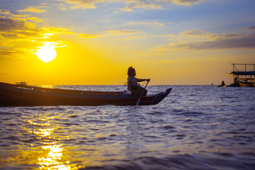 Fototapeta premium River Sunset in Siem Reap 
