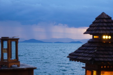 Restaurant table overlooking the sea  in Thailand