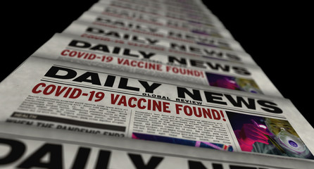 Covid-19 virus vaccine found retro newspaper printing press
